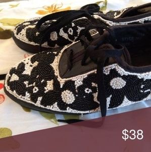 Colorworks sneakers - black and white flowers